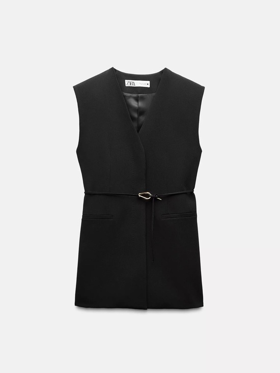 Zara Jackets & Blazers - ZARA Black Belted Vest ZW Collection